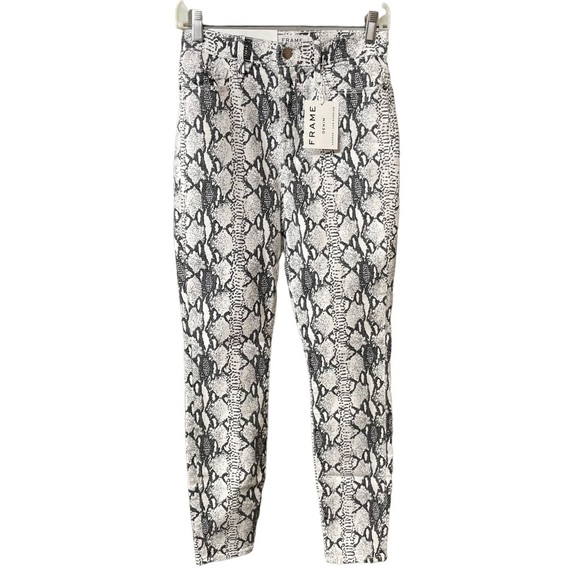 Frame Denim Ali High Rise Cigarette Snake Skin Jeans Size 26 - Picture 1 of 9